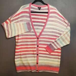 Torrid Pastel Pink Purple Striped Soft Knit Button Up Cardigan Sweater Size 2X